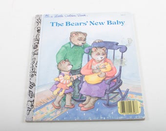 The Bear's New Baby Vintage Little Golden Book Bedtime Story Picture Book Illustrated Hardcover Children's ~ The Pink Room ~ 20-01-649