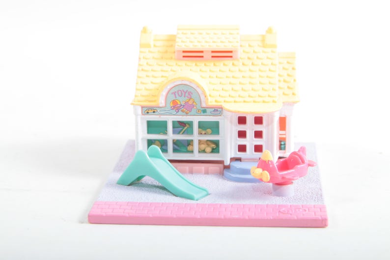 Polly Pocket Shop Haus Gelb Dach Gr U00fcn Folie Spielzeugladen