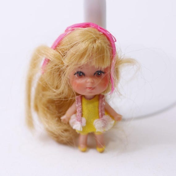 1960s, Liddle Kiddles, Mini Doll, Yellow Dress, Pink Trim, Yellow