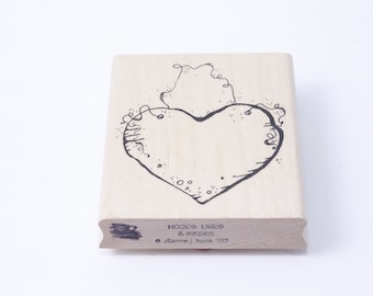 Heart, Shape, Love, Friendship, Dianne Hook, 1993, - Message Stamp - Wooden, Rubber, Stamp - Vintage - Card Making ~ 20-01-86 AA