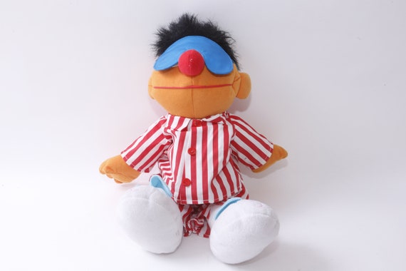 Sesame Street, Ernie, Sleepwear, Eye Mask, Soft Doll, 16, Plush, Huggable,  Toy, Vintage, Collectible, Childhood, 20-01-119 