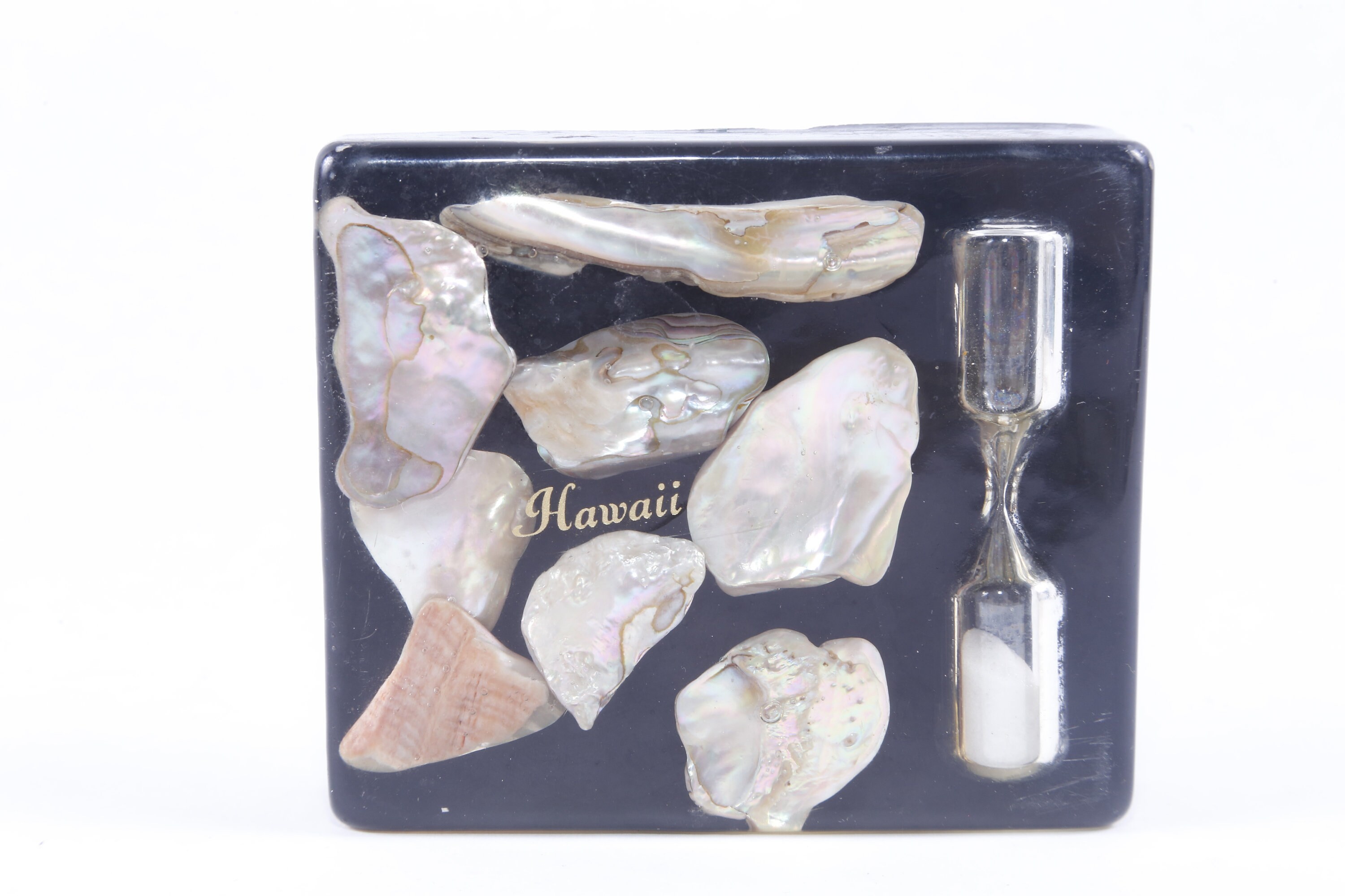 Hawaii, Transparent, Stones Display Box, Sand Clock, Black