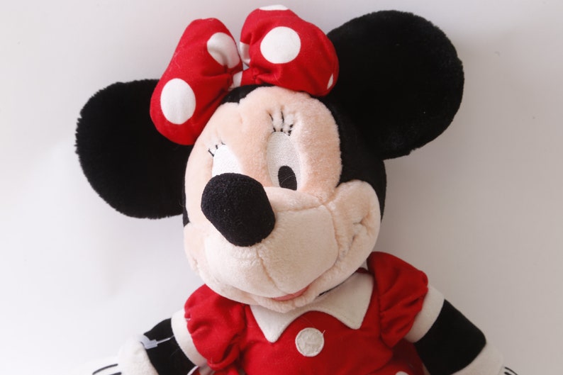 XL Huge Disney, Minnie Mouse, 17", Plush, Soft, Toy, Red Dress, Polka Dot, Bow, Disneyland, Vintage Plush, Stuffed Animal, ~M-17-05 H-2 image 2