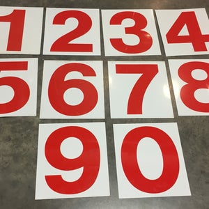 Vintage Metal Gas Station Sign Numbers Red White Double Sided Lucky Number 12" Sign - Metal - Wall Hanging ~ 1015