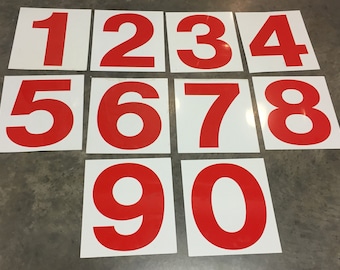 Vintage Metal Gas Station Sign Numbers Red White Double Sided Lucky Number 12" Sign - Metal - Wall Hanging ~ 1015