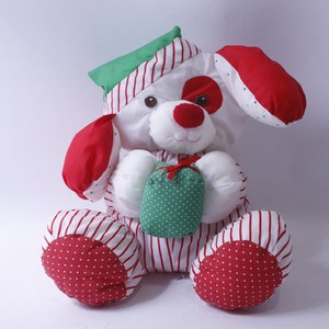 Vintage, 1980er Jahre, Puffalumps, Weihnachtshund, sauber, niedlich ~ 231114-WH 708