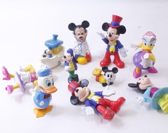 Disney Cartoon Characters, PVC Figurines, Toy Set, Mickey Mouse, Donald Duck, Goofy, Vintage, ~ 240502-SHC SHC-018