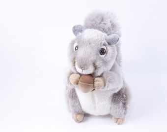 Miyoni, Aurora, Gray Squirrel With Nut, Plush, Soft, Doll, Children, Vintage, Collection, Vintage Plush, Stuffed Animal ~ 20-01-100