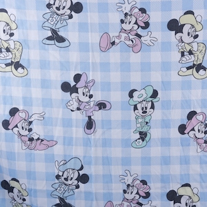 Minnie Mouse Blue White Fabric Twin Sheet Disney Cartoon Character Vintage Home Interior Decor Collection Photo Prop ~ 1223 646