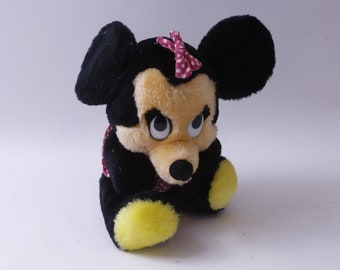 Disney, Baby Minnie Mouse, Zwart, Zittend, 8 ", Pluche, Zacht, Speelgoed, Figuur, Vintage Pluche, Knuffeldier, ~ 20-01-1157