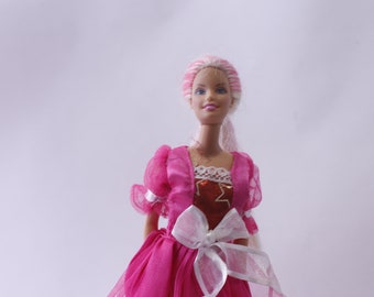 Barbie Doll in Bright Pink Gown Dress, Blonde-Pink Hair, Mattel, Fashion Doll, ~ 240327-WH 880