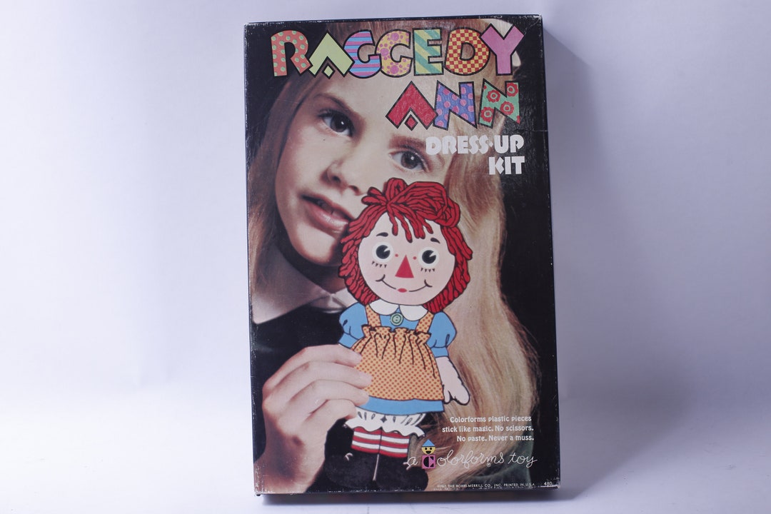 Raggedy Ann, Dressup Kit, A Colorforms Toy, 1967, Doll Making, Press
