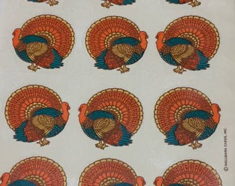 Thanksgiving Turkeys Vintage Single Sticker Sheet 1980's Sticker Collecting Hallmark Craft ~ 598