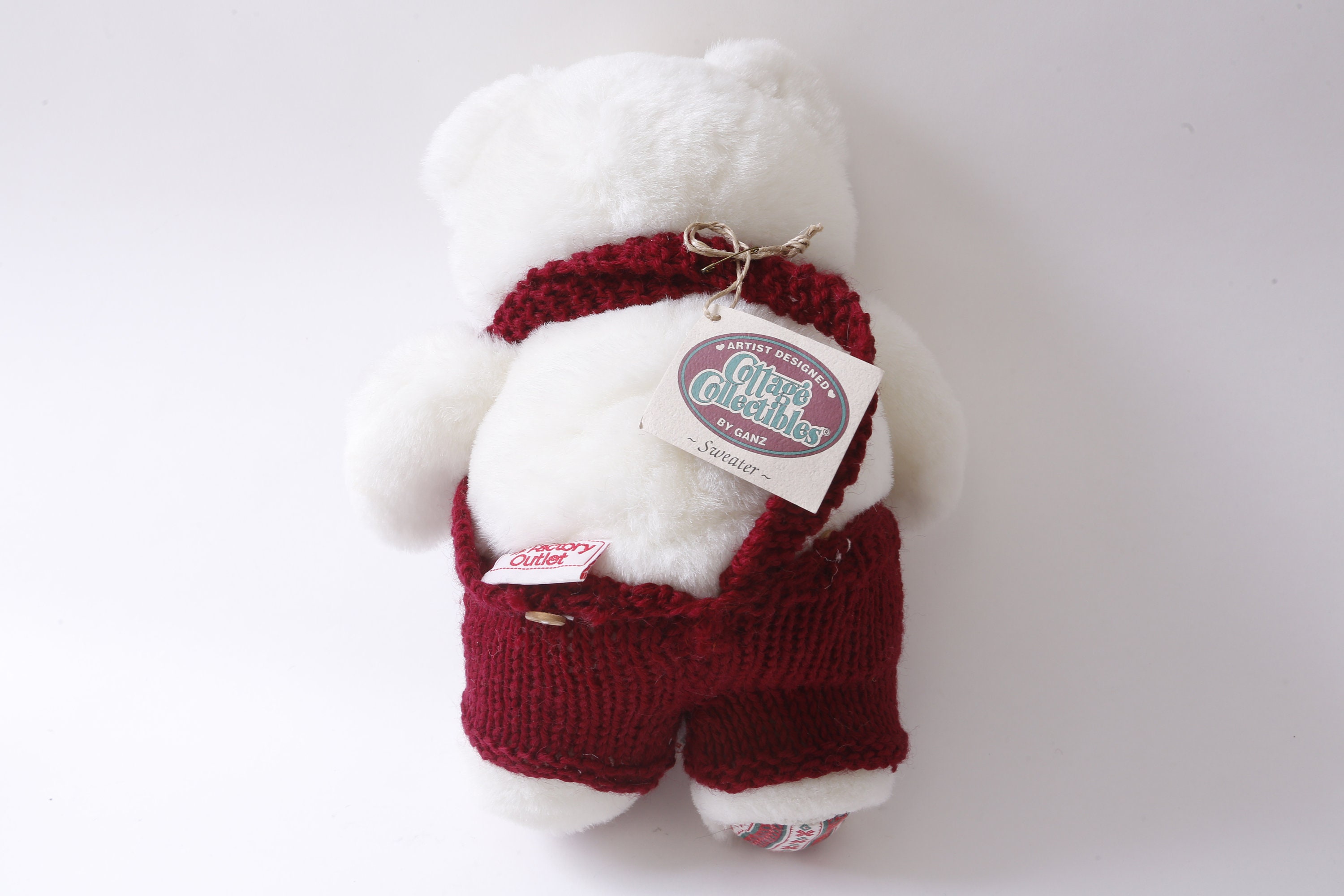 Ganz, Cottage Collectible, Teddy Bear, White, Sweater, Knitted, VT