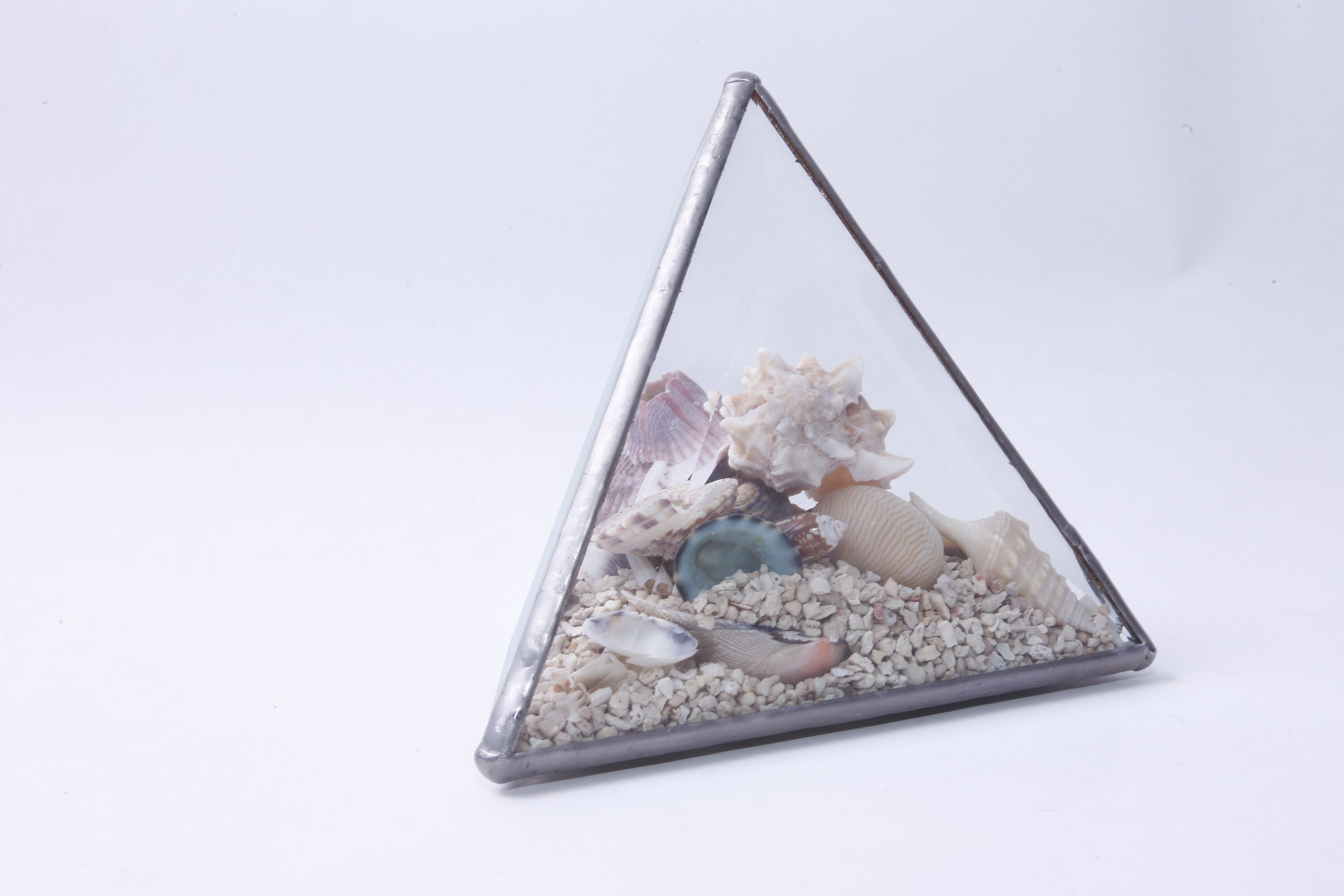 Glass Piramid with Seashells and Little Stones Sea Ocean | Etsy