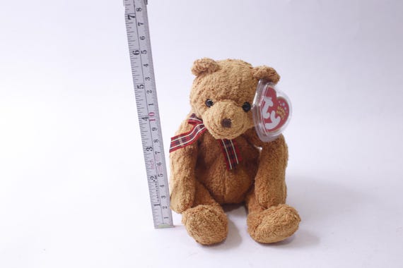 TY Beanie Babies, Woody el oso, oso de peluche marrón con collar