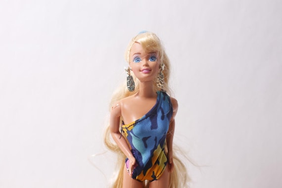Tropical Barbie Doll Blonde With Bent Arms and Big Earrings by