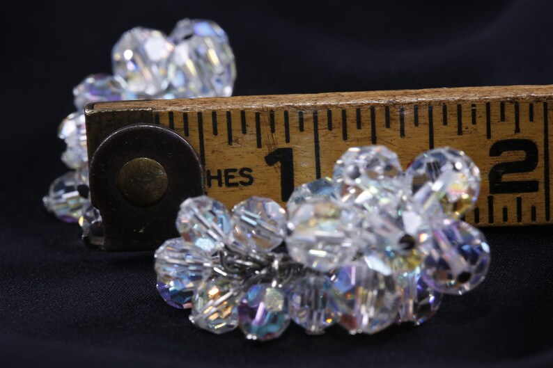 Cluster Ruller Sparkling, Earrings, Transparent Stones, Clip on Grape Bunch Shape ...