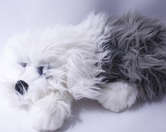 Dakin Lou Rankin, Chien gris blanc, Peluche, Chien de berger, Peluche, Animal en peluche, vintage, Objet de collection, ~ 240113-WH 692