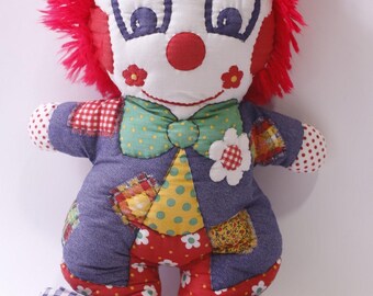 Vintage, Clown, Rag Doll, Patchwork Style, Cloth Doll, Stuffed Animal, Soft Toy, ~ 251114-WH 825