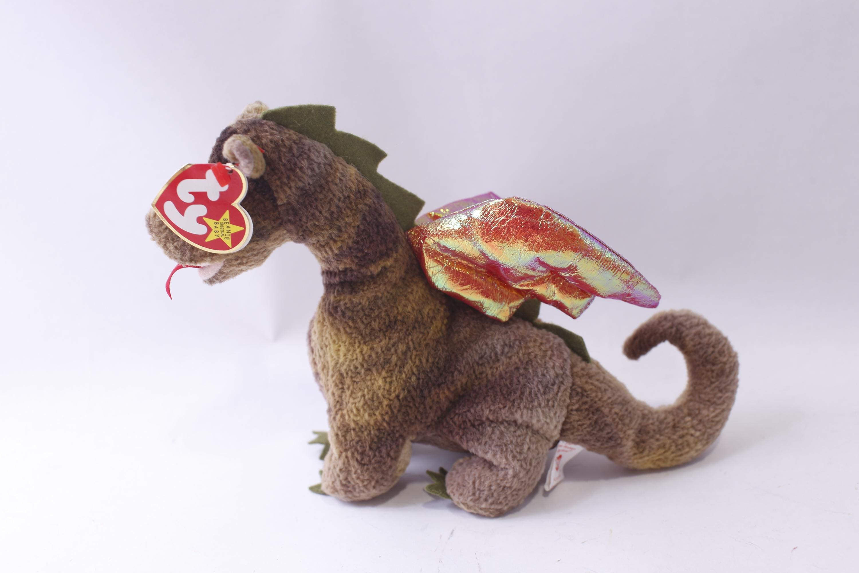 Ty Beanie Baby, Scorch the Dragon, Plush, Brown Winged Dragon