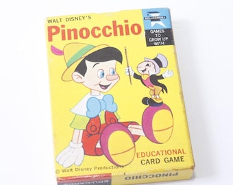 70s Disney Pinocchio Card Game Edu-Cards Fun Game Vintage - 300