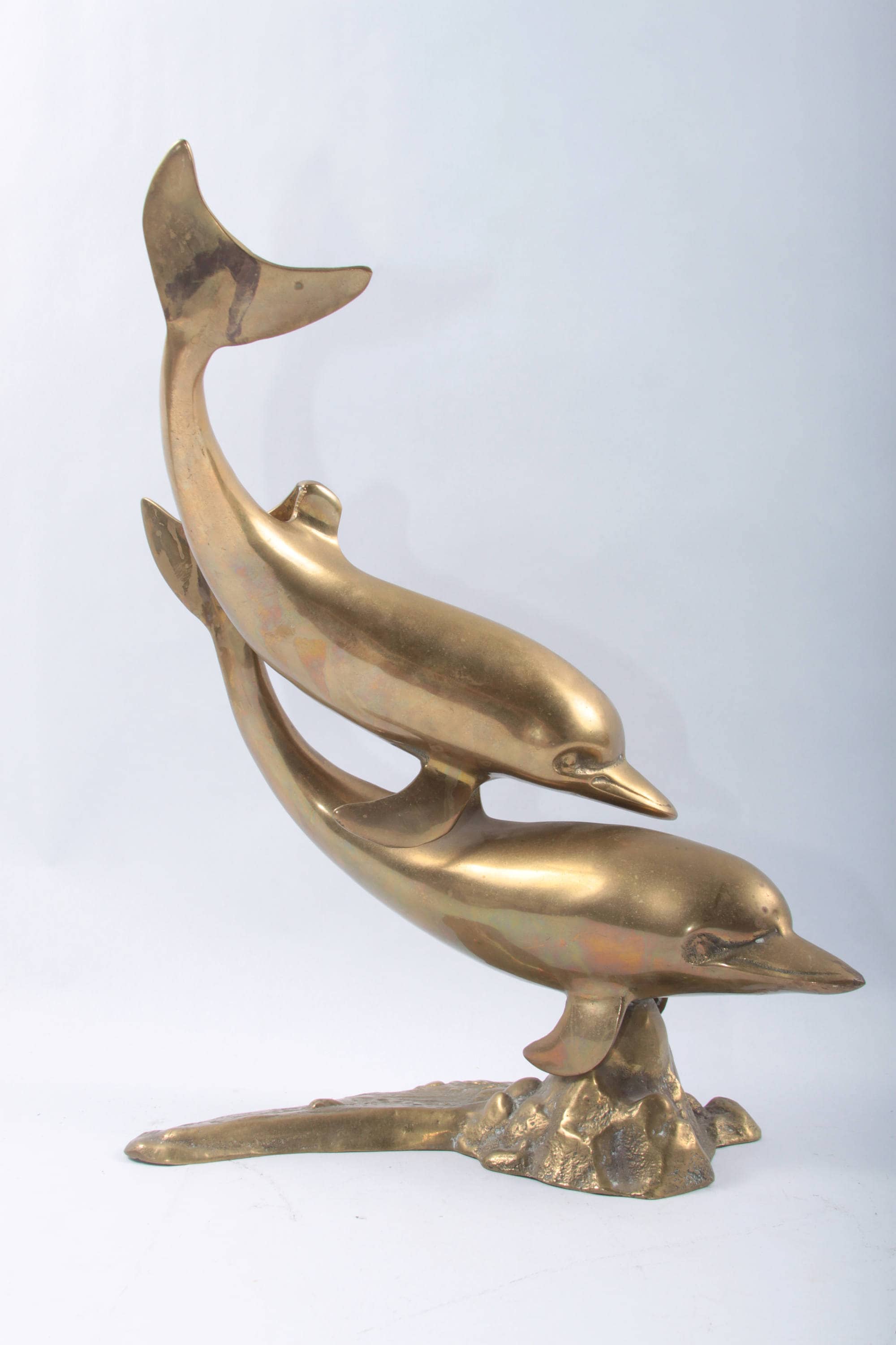 LIM Vintage Dolphin Sculpture Brass Metal Hawaii Two