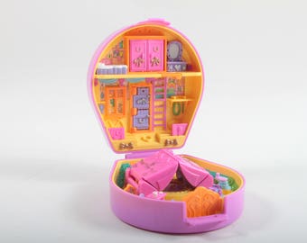 Polly Pocket Pony Ridin Show Compact Play set Vintage Pink Horse shoe Case Toy Pink Tent Tiny Bluebird Plastic ~ The Pink Room ~ 01