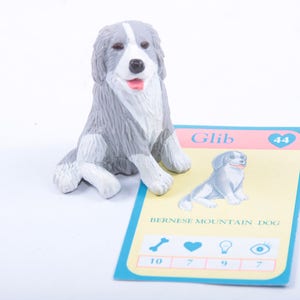 Puppy In My Pocket, Glib, Berner Sennenhund, Hasbro, Vintage, Plastik, Spielzeug, Hund, Grau, Figur ~ The Pink Room ~ 20-01-102
