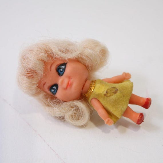 1960s, Liddle Kiddles, Mini Doll, Mattel, Yellow Dress, Blonde