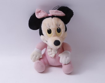 Disney, Minnie Mouse, Baby, Hasbro, Sitting, Plush, Soft, Toy, Hanging Figure, Pink Outfit, Vintage Plush, Stuffed Animal, ~ 20-01-321
