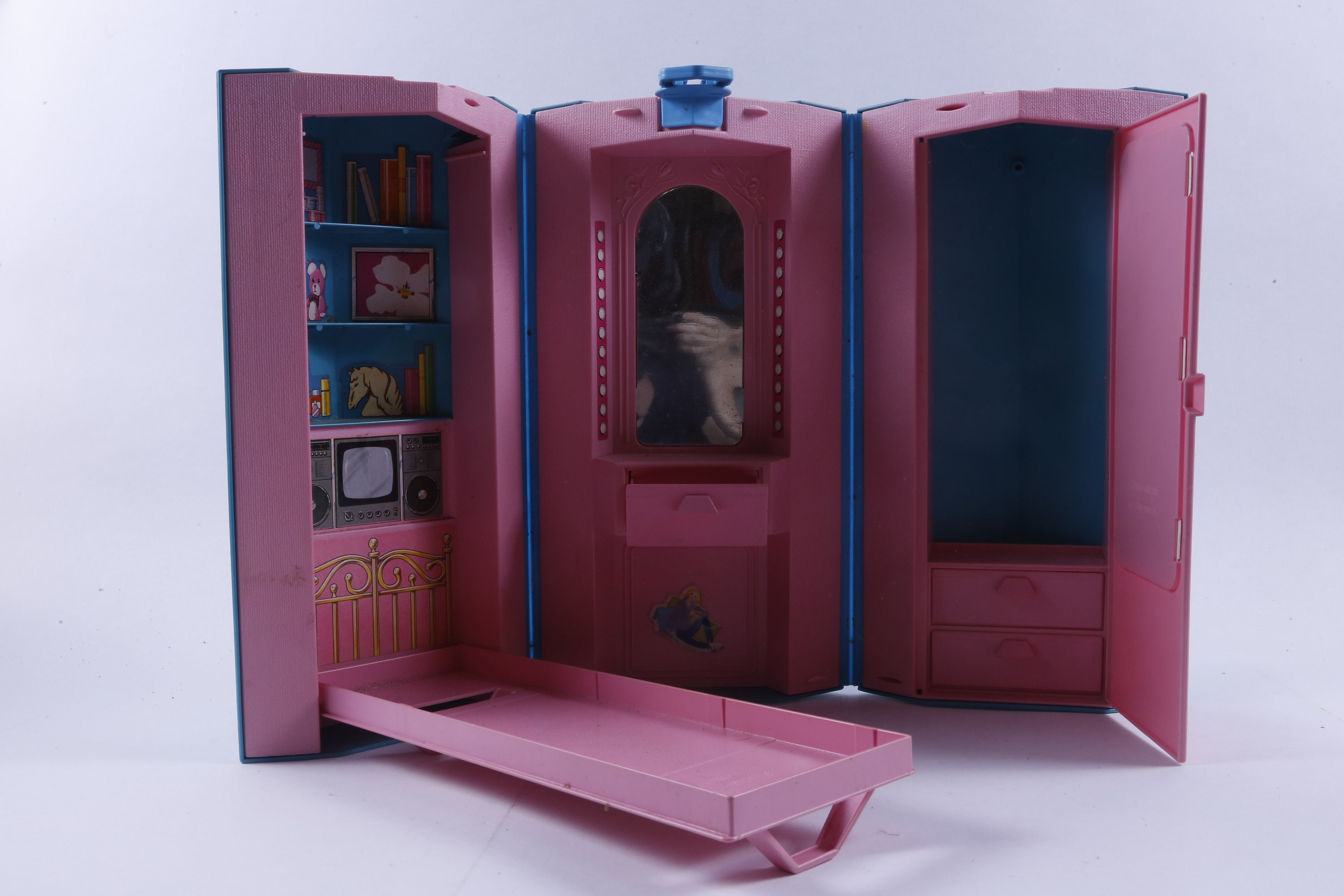 Buy Barbie Folding Wardrobe Toy Dollhouse Playcase Blue Pink
