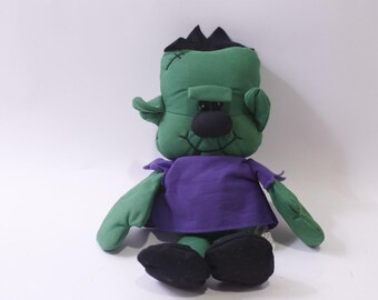 80s Novelty Halloween, Frankenstein, Plush, Soft Toy, Stuffed Animal, Holiday, Decor, ~ 251013-WH 1368