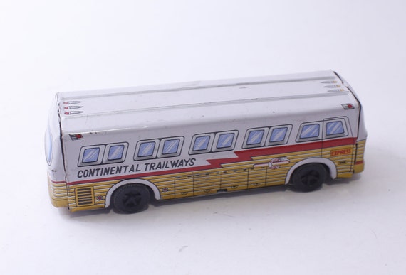 ブリキ　CONTINENTAL TRAILWAYS バスモデル Continental Trailways, Tin Toy Bus, Toy Vehicle, Japan, Retro Toy