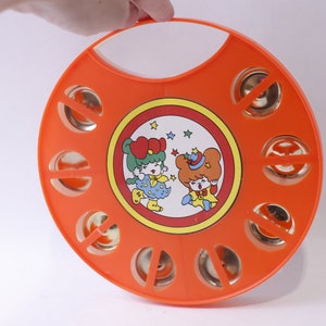 Vintage Toy Tambourine, White-Orange, Musical Instrument, Children, Playful, Collectible, ~ 240326-WH 891