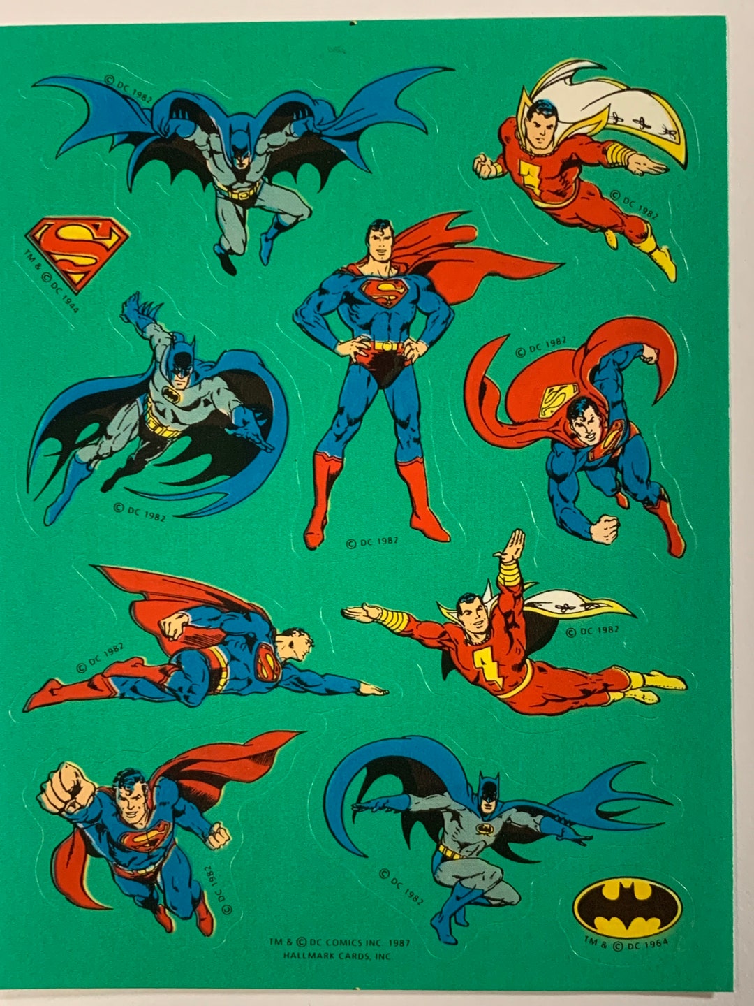 Superman Batman Stickers DC Comics Hallmark Cards 1987 Single Sticker
