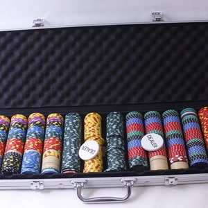 Poker Chip Set in a Silver Carry Case, Card Game, Casino, Professional, Accessory, ~ 240719-SHC SHC-009