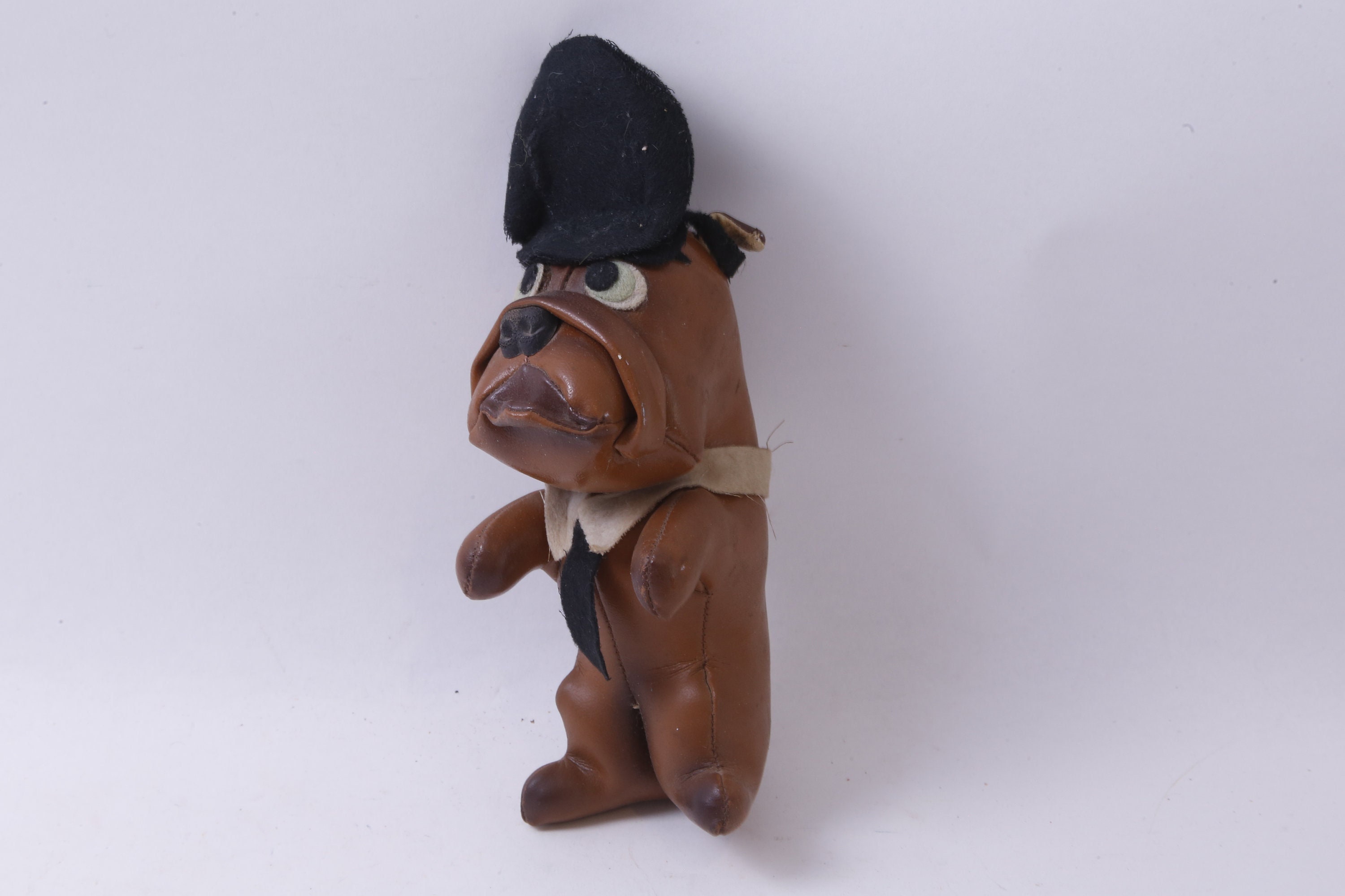 1960 年代 ブラウン、レザー、犬、子犬、7 インチ、ぬいぐるみ、ソフト