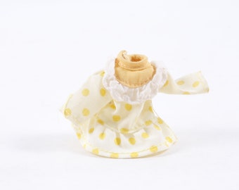 Strawberry Shortcake Lemon Merengue&#39;s Dress White Yellow, Dotted, Doll Dress, White Collar, Yellow Dots, Doll Clothes ~ 20-01-766