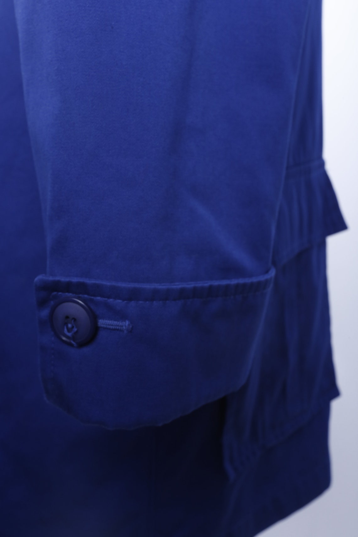 Vintage Trench Coat Royal Blue Long Coat Buttons Zipper Etsy