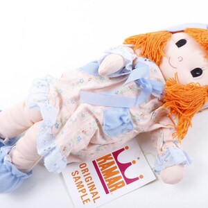 Kamar, prototipo, muestra de producción, niña pelirroja, muñeca de trapo de 1984 con etiqueta ~ 350