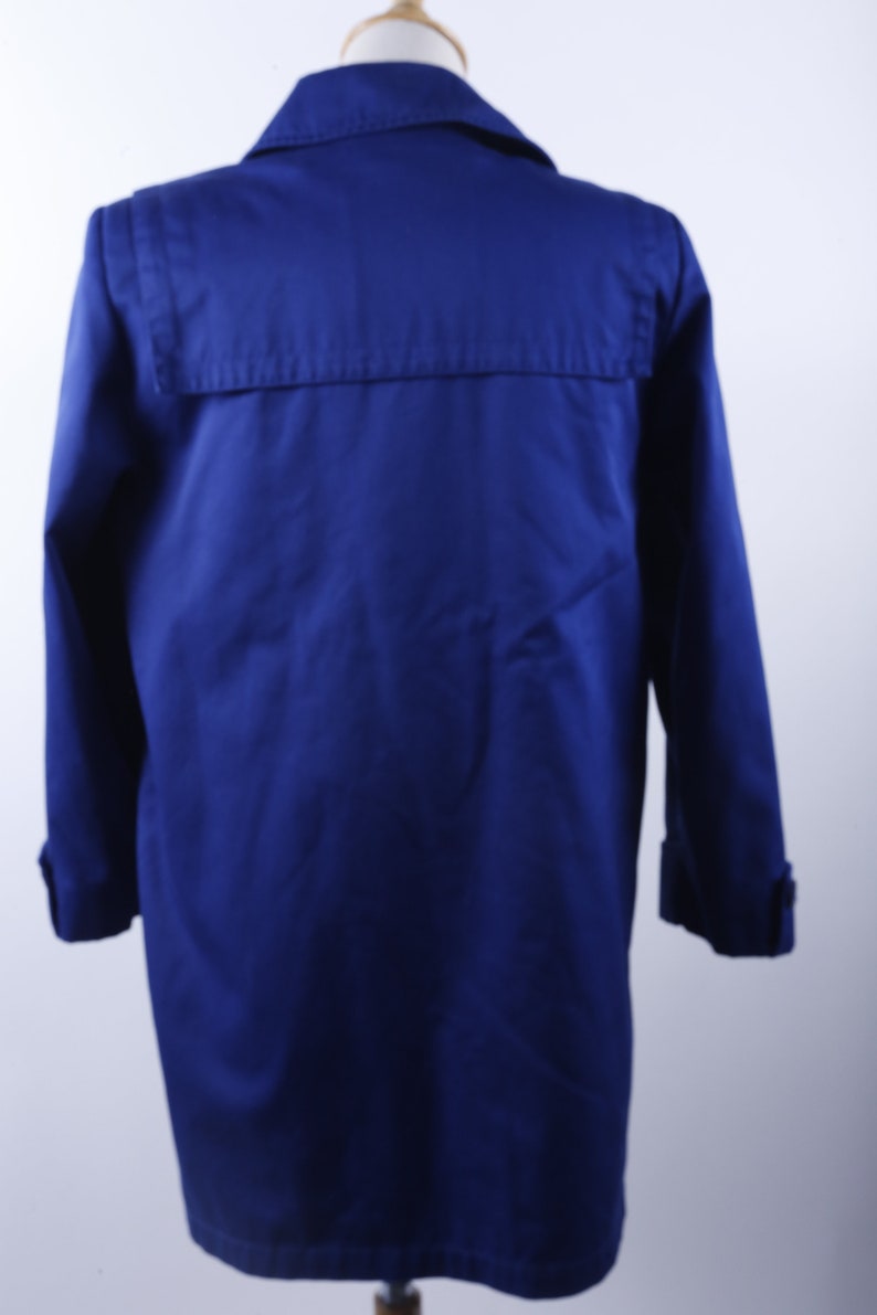 Vintage Trench Coat Royal Blue Long Coat Buttons Zipper Etsy