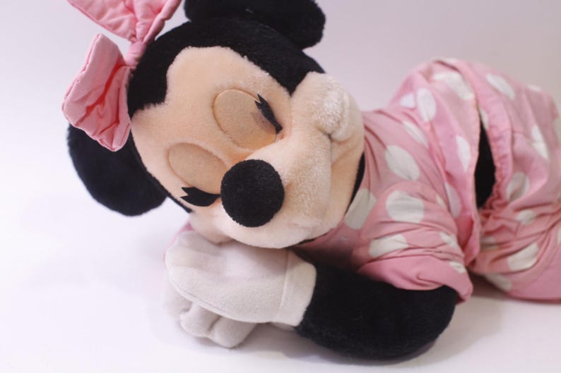 Disney Minnie Mouse Sleeping Plush 1970s 1980s Polkadot Pajamas Stuffed Animal Medium Plush, 251103-WH 1387 image 2