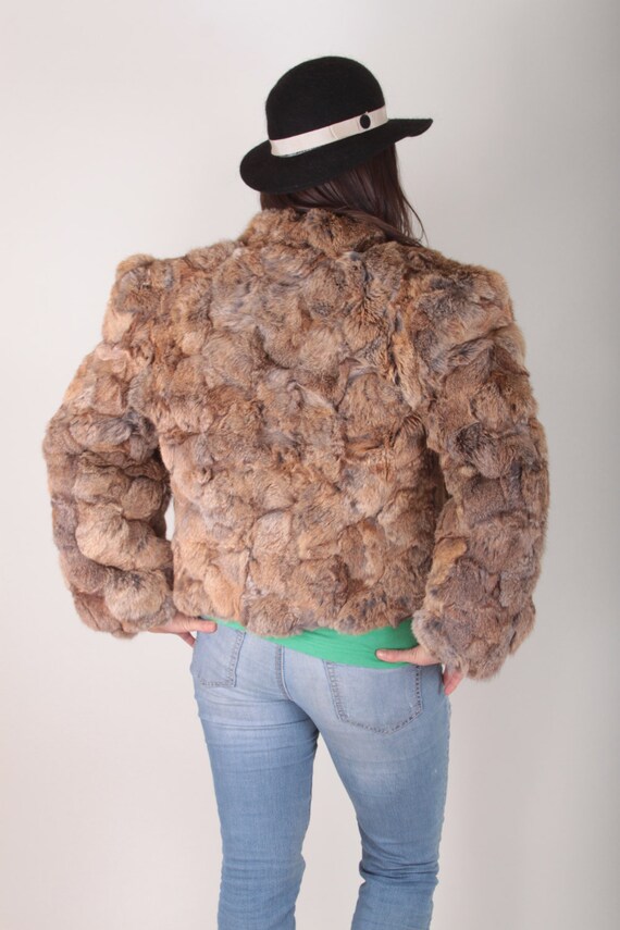 Rabbit Fur Coat, Vintage, 1980s, Brown Fur, Brown… - image 4