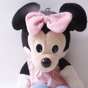 Disney, Minnie Mouse, Pink Dress, Blue Shoes, 14", Soft, Plush, Toy, Figure, Cartoon, Vintage Plush, Stuffed Animal, ~221013-SO 642