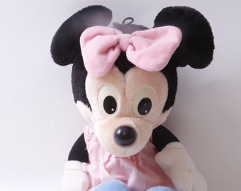 Disney, Minnie Mouse, Pink Dress, Blue Shoes, 14", Soft, Plush, Toy, Figure, Cartoon, Vintage Plush, Stuffed Animal, ~221013-SO 642