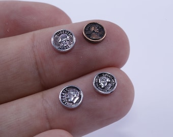 CRAFT Dollhouse Miniature USA, 2 Sizes, Coins, Barbie Doll American Girl Blythe, 1970s Replica, Quarter Nickle Penny Teeny Tiny Coins ~ 74