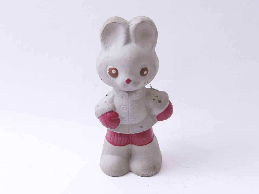 Gray, Hare, Rabbit, Standing, Soviet, USSR, Rubber, Figure, 5