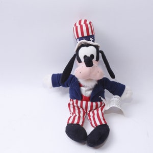 Disney, Goofy, Hund, Onkel Sam, USA Kostüm, gekleidet, 10", Plüsch, Weich, Spielzeug, Figur, Cartoon, Vintage Plüsch, Stofftier, ~ 20-05-177