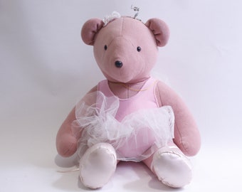 North American, Pink Bear, Ballerina, Plush, 1979, Pink White Dress, Soft, Adorable, Stuffed Animal, Vintage, FLAW ~ 230513-DIM 1170